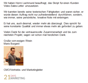 Referenz 21Days Marketing Koblenz